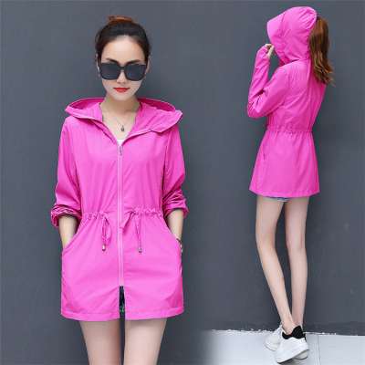 Summer Best Selling Korean Style Mid-Length Style Pure Color Sun Protection Clothing