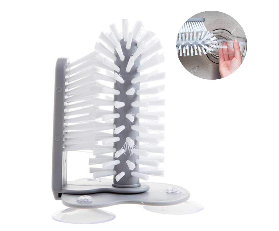 Double Sided Bristle Brush Cups Glass Washer Brush Cleaner Lazy Rotating Cup Cleaning Brush